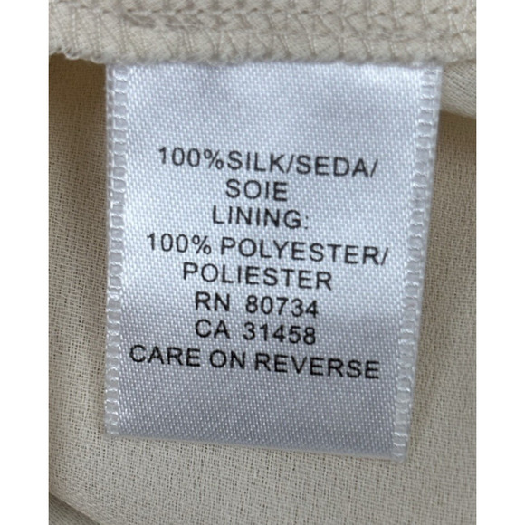 BCBG Maxazria Silk Dress Womens 10 Cream/Black Embroidered Floral Babydoll - Picture 12 of 13